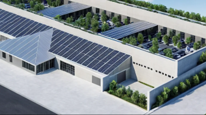 Commercial solar-roofed facility