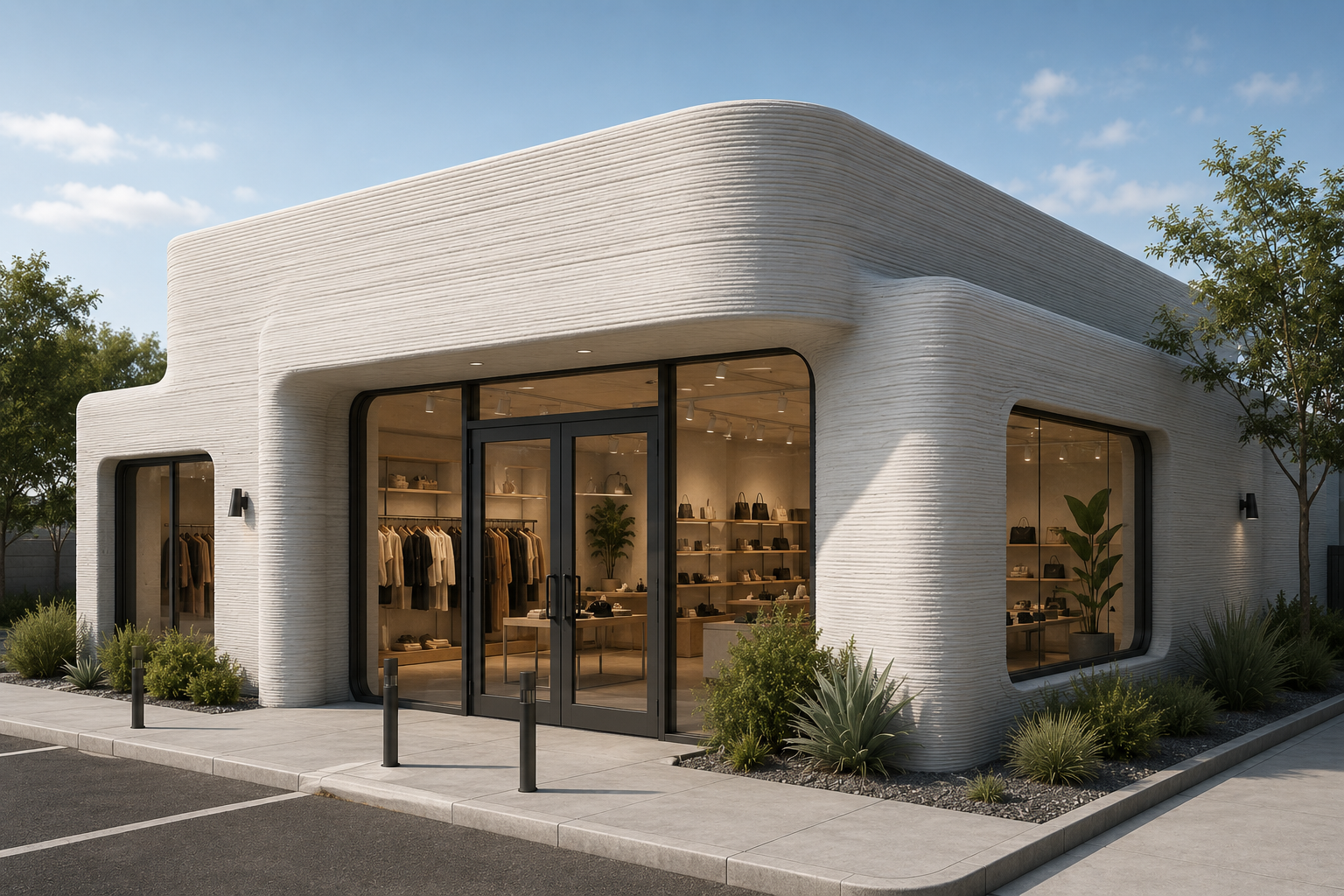 3D-printed retail building