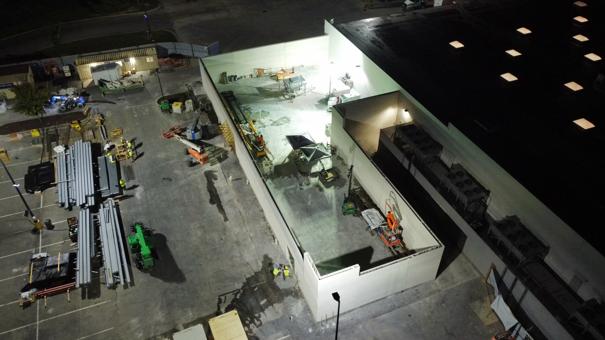 RIC machine printing at night