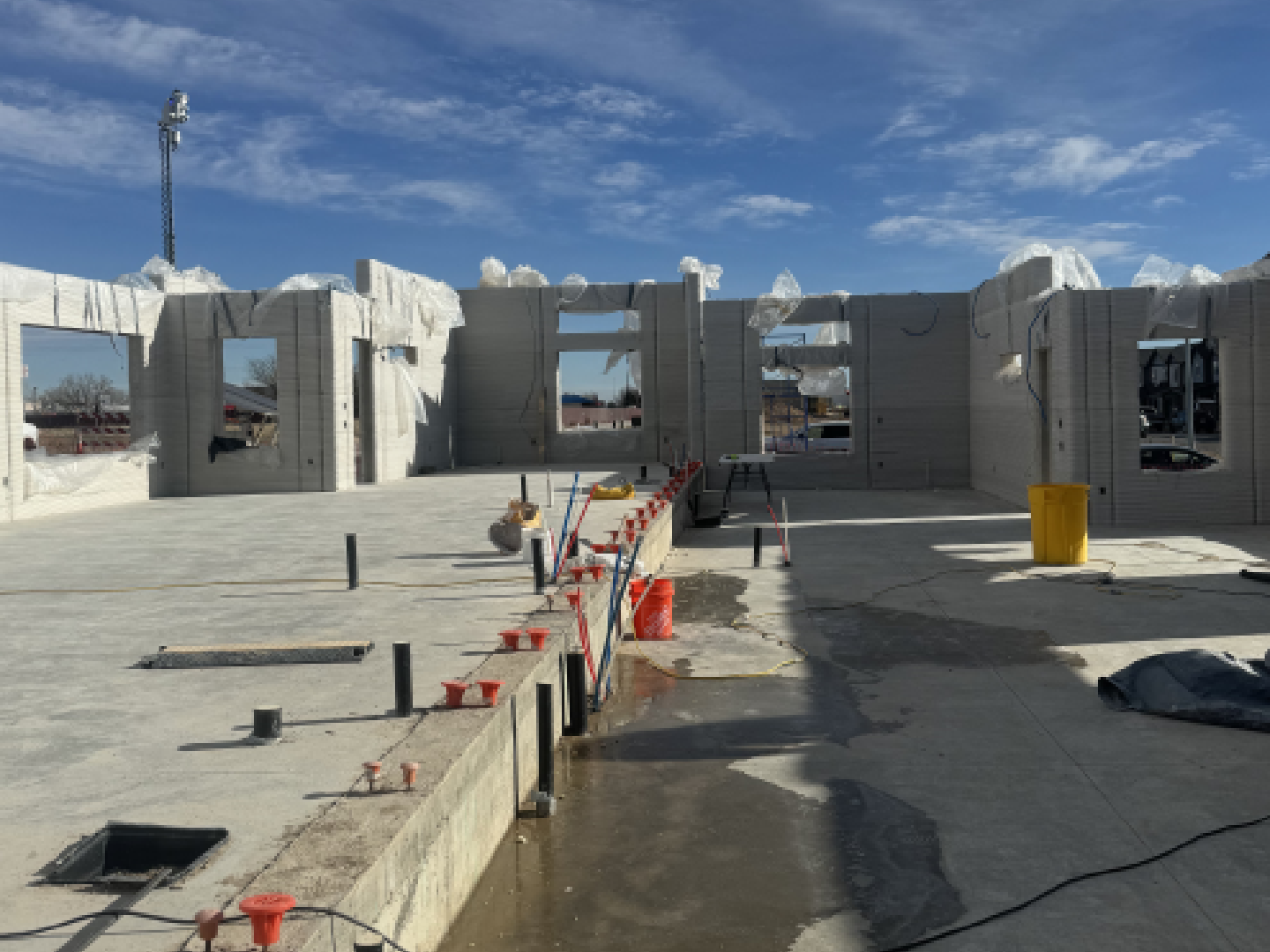 3D-printed house under construction